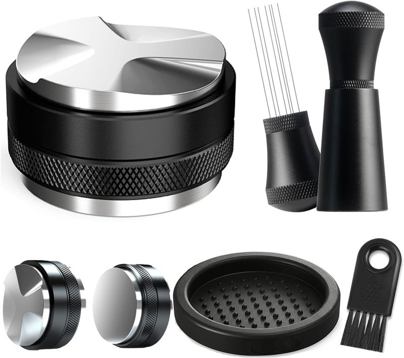 symtype Store Espresso Accessories Kit 51mm Tamper: 51mm Espresso Tamper and Coffee Distributor, Espresso Tamper Kit Barista Tools with WDT Tool Tamping Mat Brush | Dual Head Espresso Leveler for 51mm Portafilter - Image 1